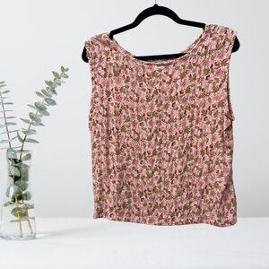 Cottagecore Fairy Vintage Floral Pink Tank Top Size Medium by Analogy